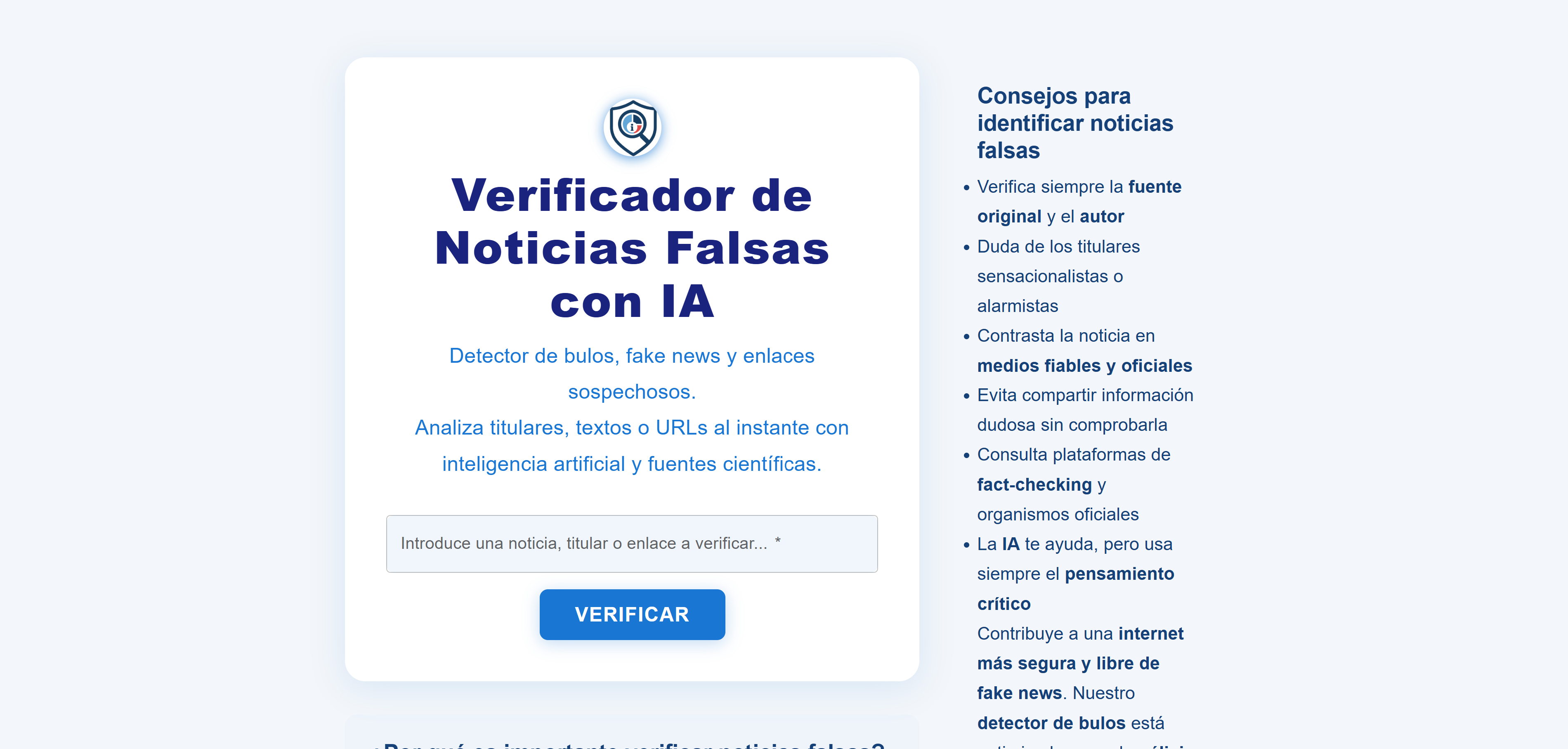 FakeCheckIA, Verificador de Noticias Falsas