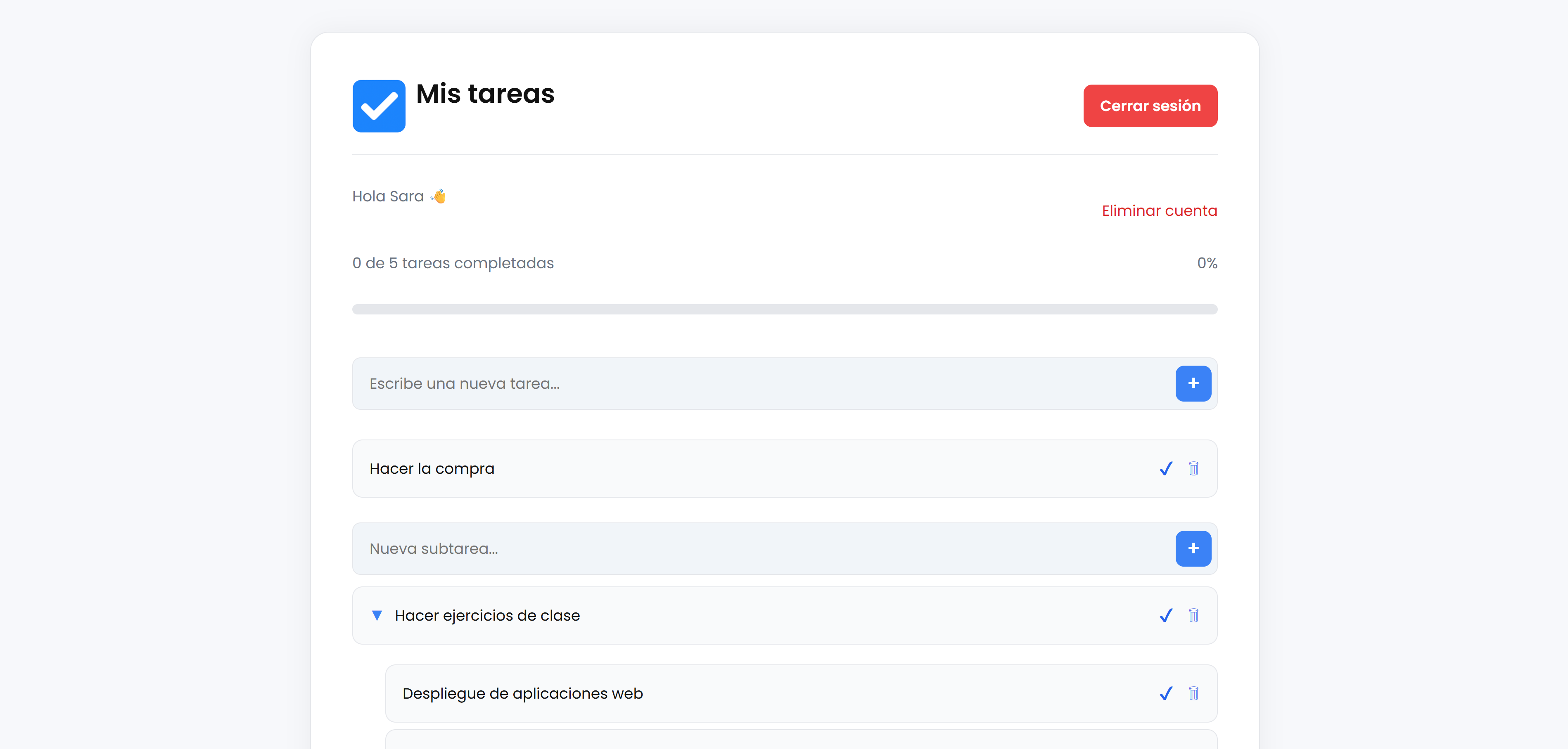 Gestor de Tareas con Subtareas